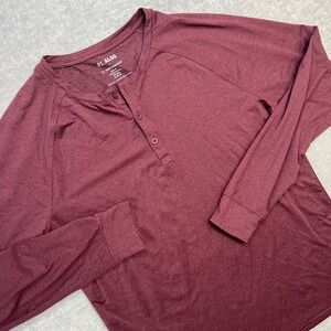 01 ALGO Shirt Mens Medium Maroon Heather Henley Performance Train Wicking UPF 40
